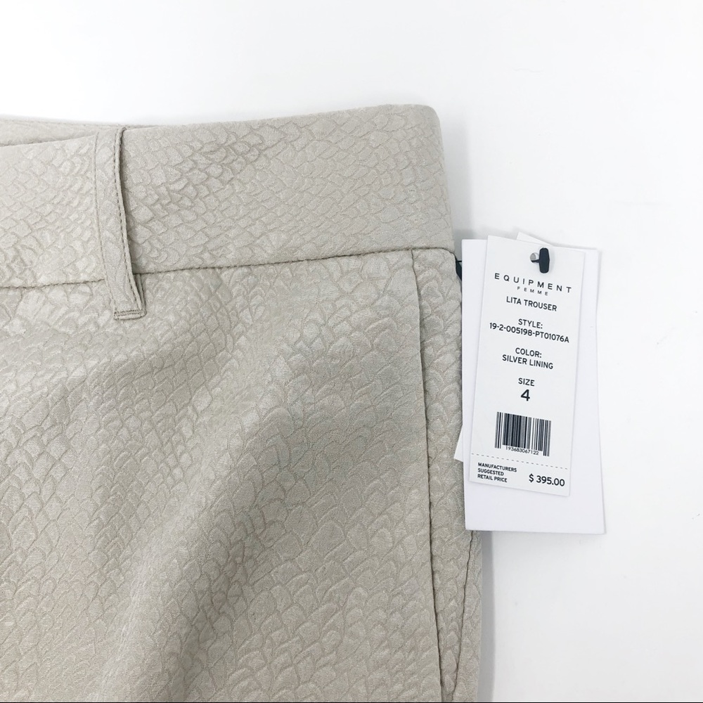 EQUIPMENT Lita Trousers Silk Pants Wide Embossed 4 - Picture 6 of 6